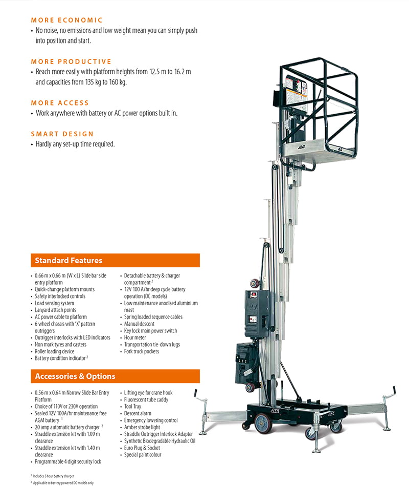 CHO THUÊ XE NÂNG NGƯỜI THẲNG ĐỨNG 11M JLG 30AM